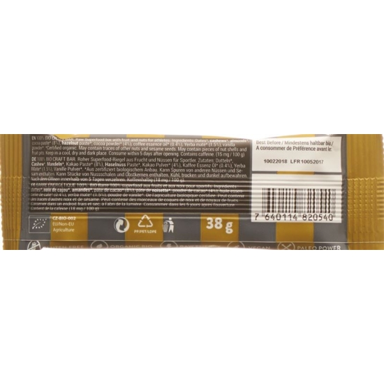 Peak Punk Bio Craft Bar Cacao Coffee & Mate 38g buy online