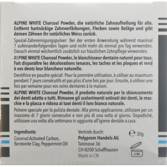 Alpine White Charcoal Powder Dose 30g buy online