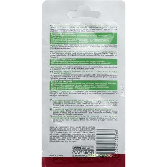 Garnier Skinactive Sach Mask Purify Matc Tea 8ml buy online