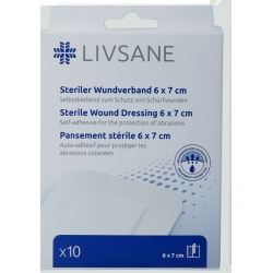 Livsane Steriler Wundverband 6x7cm 10 Stück