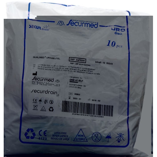 Qualimed Urinbeutel 2L 90cm mit Rv Abl 10 Stück buy online
