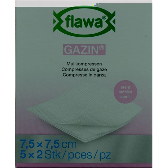 Flawa Gazin Mullkompressen Steril 7.5x7.5cm 5x 2 Stück buy online
