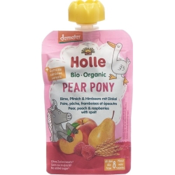 Holle Pear Pony - Pouchy pear peach & raspberry with Spelled 100 g