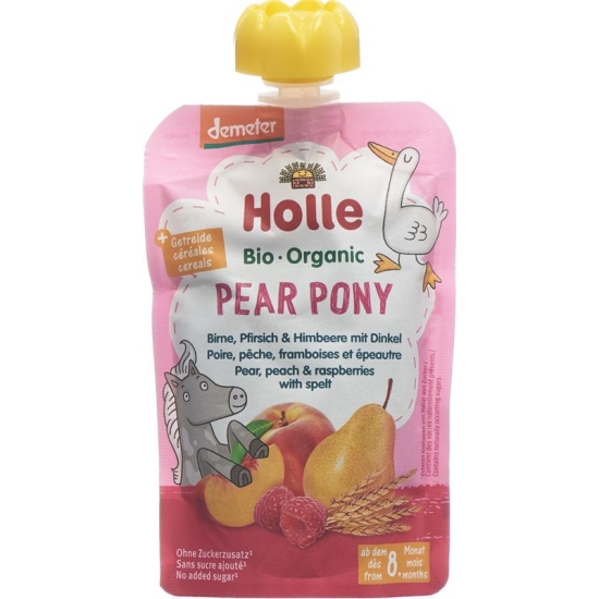 Holle Pear Pony - Pouchy pear peach & raspberry with Spelled 100 g