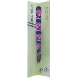 Hausmann Tweezers Slanted Roses Purple Design Roses