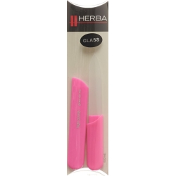 Herba glass nail file with protective cap 13cm pink