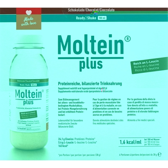 Moltein Plus Ready2Shake Chocolate 6 bottle 38g buy online
