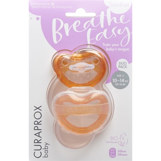 Curaprox Baby pacifier size 2 orange Double New 2 pieces buy online