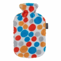 Fashy Wärmflasche 2L Flauschbezug Punkte Bunt