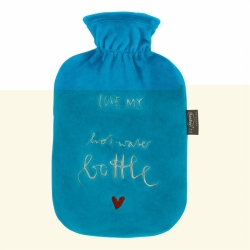 Fashy Wärmflasche 2L Flauschbezug Blau Sticker
