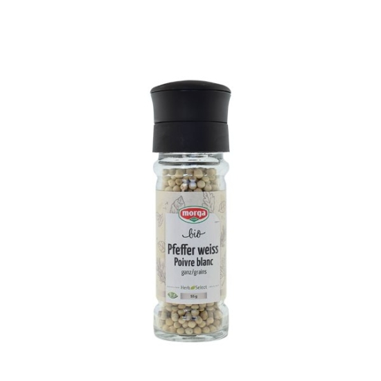 Morga Gewürz Pfeffer Weiss Ganz Bio Mühle 55g buy online