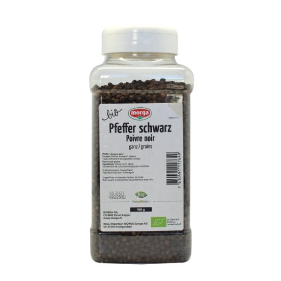 Morga Gewürz Pfeffer Schwarz Ganz Bio Dose 500g buy online