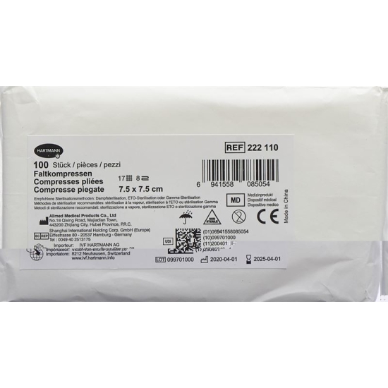 IVF Faltkompresse T17 7.5x7.5cm 8-fach 100 Stück buy online