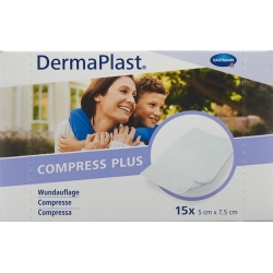 Dermaplast Compress Plus 5x7.5cm 15 Pieces