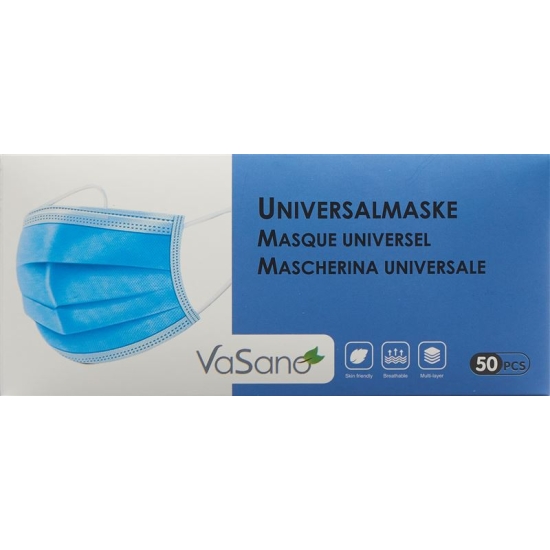 Vasano Universalmaske 3-sch D/f/i Latexfrei 50 Stück buy online