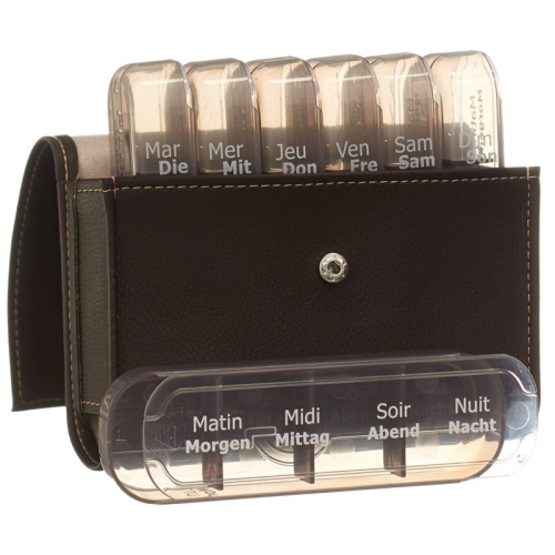 Pilbox Maxi drug dispenser German 7 days (week dispenser) / French CHOCOLATE BROWN