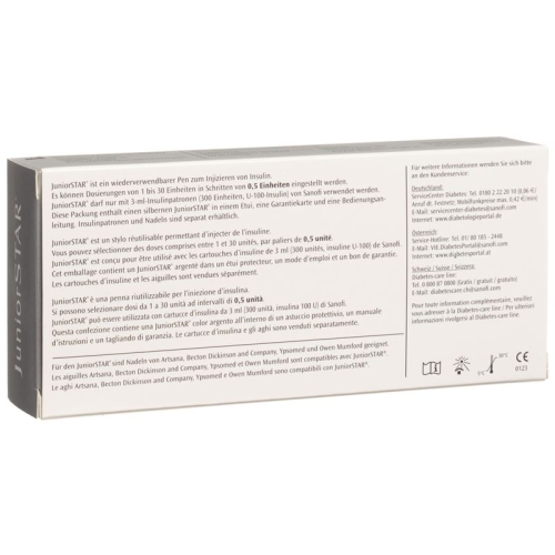 Junior Star Lantus / Apidra / Insuman insulin pen silver