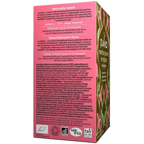 Pukka Menthe Réglisse et poivrée Thé bio Btl 20 pcs