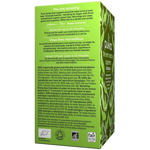 Pukka Thé Vert Matcha Suprême Thé bio Btl 20 pcs