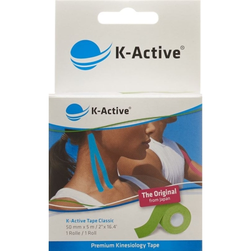 K-Active Kinesiology Tape Classic 5cmx5m green water repellent