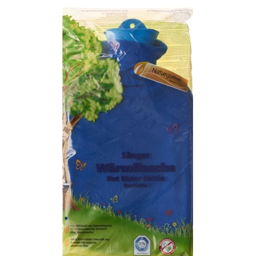 SINGER hot water bottle 2l fleece cover blue