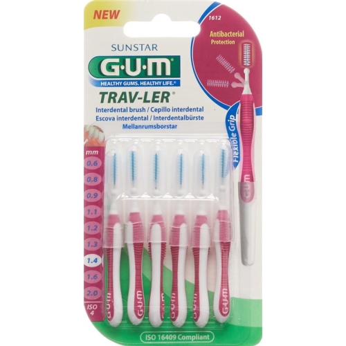 GUM SUNSTAR Proxabrush Trav-Ler ISO standard 4 1.4mm cylindric pink 6 pcs