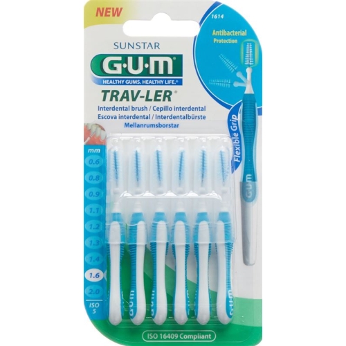 GUM SUNSTAR Proxabrush Trav-Ler ISO standard 1.6mm 5 conic blue 6 pcs
