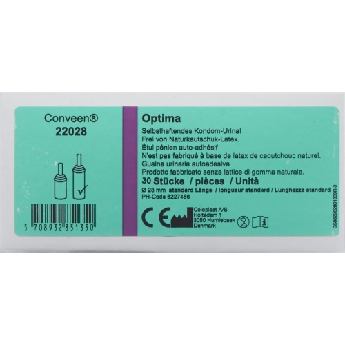 Conveen Optima condom urinal self-adhesive 28mm / 8cm latex free 30 pcs