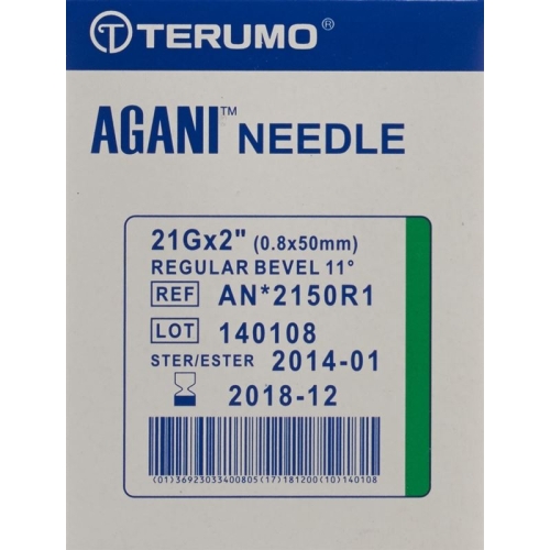 Terumo Agani disposable cannula 21G 0.8x50mm green 100 pcs