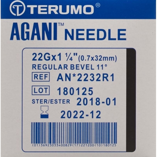 Terumo Agani disposable cannula 22G 0.7x32mm black 100 pcs