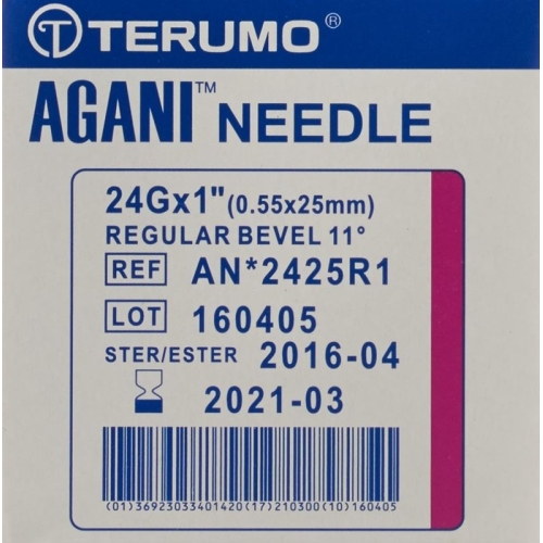 Terumo Agani disposable cannula 24G 0.55x25mm purple 100 pcs