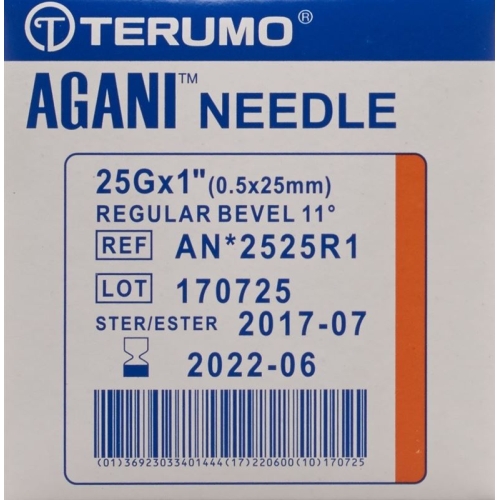 Terumo Agani disposable cannula 25G 0.5x25mm orange 100 pcs