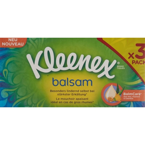 Kleenex Balm Handkerchiefs Box Trio 3 x 60 pieces