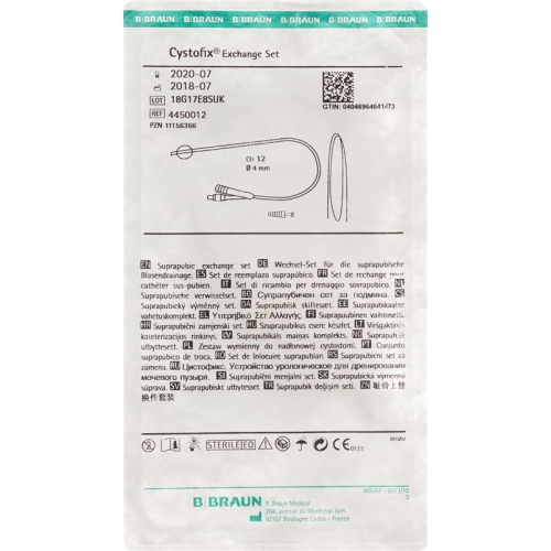 Cystofix Balloon change cutlery CH12 40cm straight with guidewire