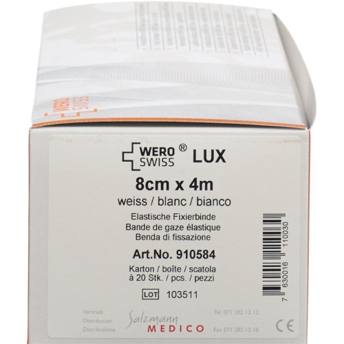 Wero Lux Elastische Fixierbinde 4mx8cm Weiss 20 Stück buy online