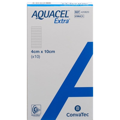 AQUACEL Extra Hydrofiber dressing 4x10cm 10 pcs