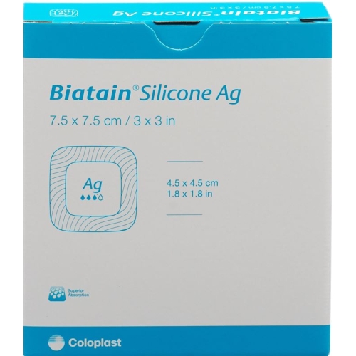 Biatain Silicone Foam Dressing Ag 7.5x7.5cm self-adhesive 5 pcs