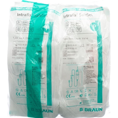 Intrafix SafeSet 180cm with check valve 10 pcs