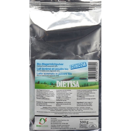 Dietisa skimmed milk powder instant Bio Battalion 300 g