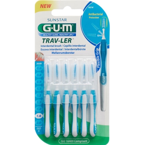 GUM SUNSTAR Proxabrush Trav-Ler ISO standard 1.6mm 5 conic blue 6 pcs