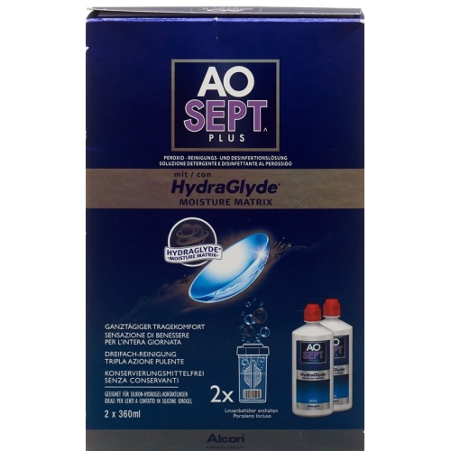 Aosept Plus HydraGlyde with 2 x 360 ml