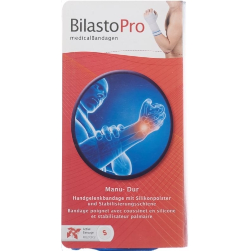 Bilasto Pro Manu major Handgelenkbandage S left gray with rail silicon pads Velcro
