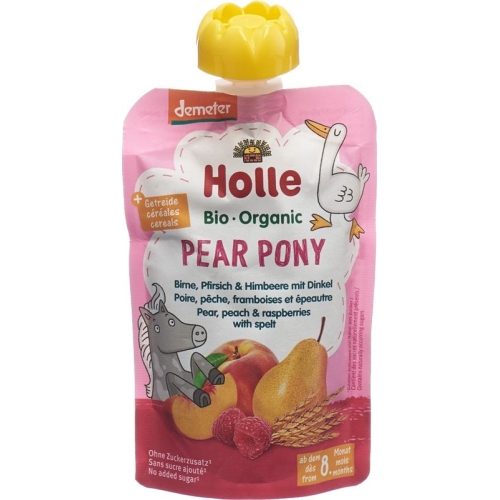 Holle Pear Pony - Pouchy pear peach & raspberry with Spelled 100 g