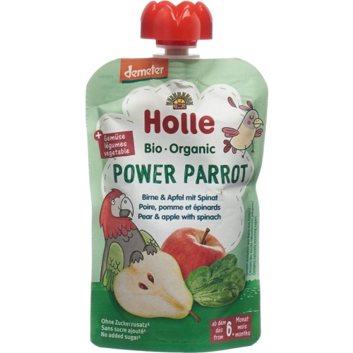 Holle Power Parrot - Pouchy apple pear & spinach 100g