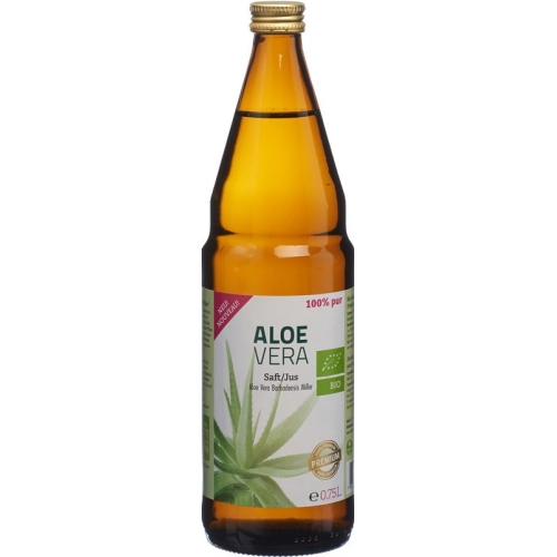 Aloe Vera Juice Organic 100% Pure Premium lt Glasfl 0.75