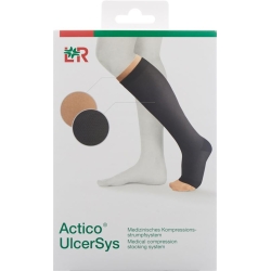 Actico Ulcersys Kompressionsstr XL Lang Schw/sand