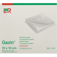 Gazin Mullkompresse 10x10cm 8-fach 17-fädig 5x 2 Steril