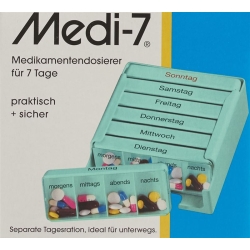 Sahag Medi-7 Medidosierer 7 Tag 4 Faecher Türkis
