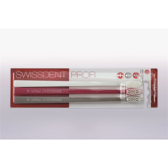 Swissdent Whitening Toothbrush Trio white pink gray soft