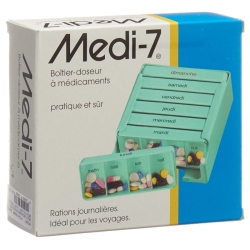 Sahag Medi-7 Medidosierer 7 Tag 4 Faecher Türkis